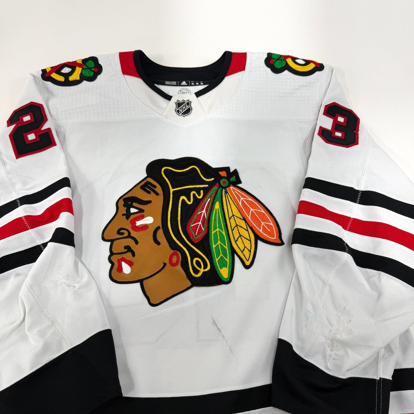 Philipp Kurashev #23 Away Chicago Blackhawks Game Worn Jersey 2022-2023, Set 2 | Size 56 | 2260-25525