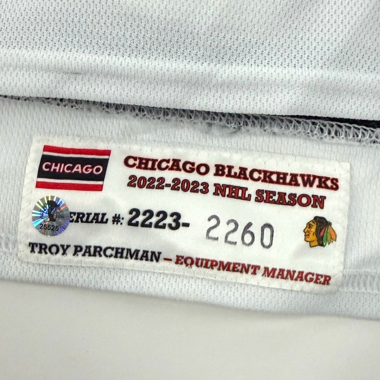 Philipp Kurashev #23 Away Chicago Blackhawks Game Worn Jersey 2022-2023, Set 2 | Size 56 | 2260-25525