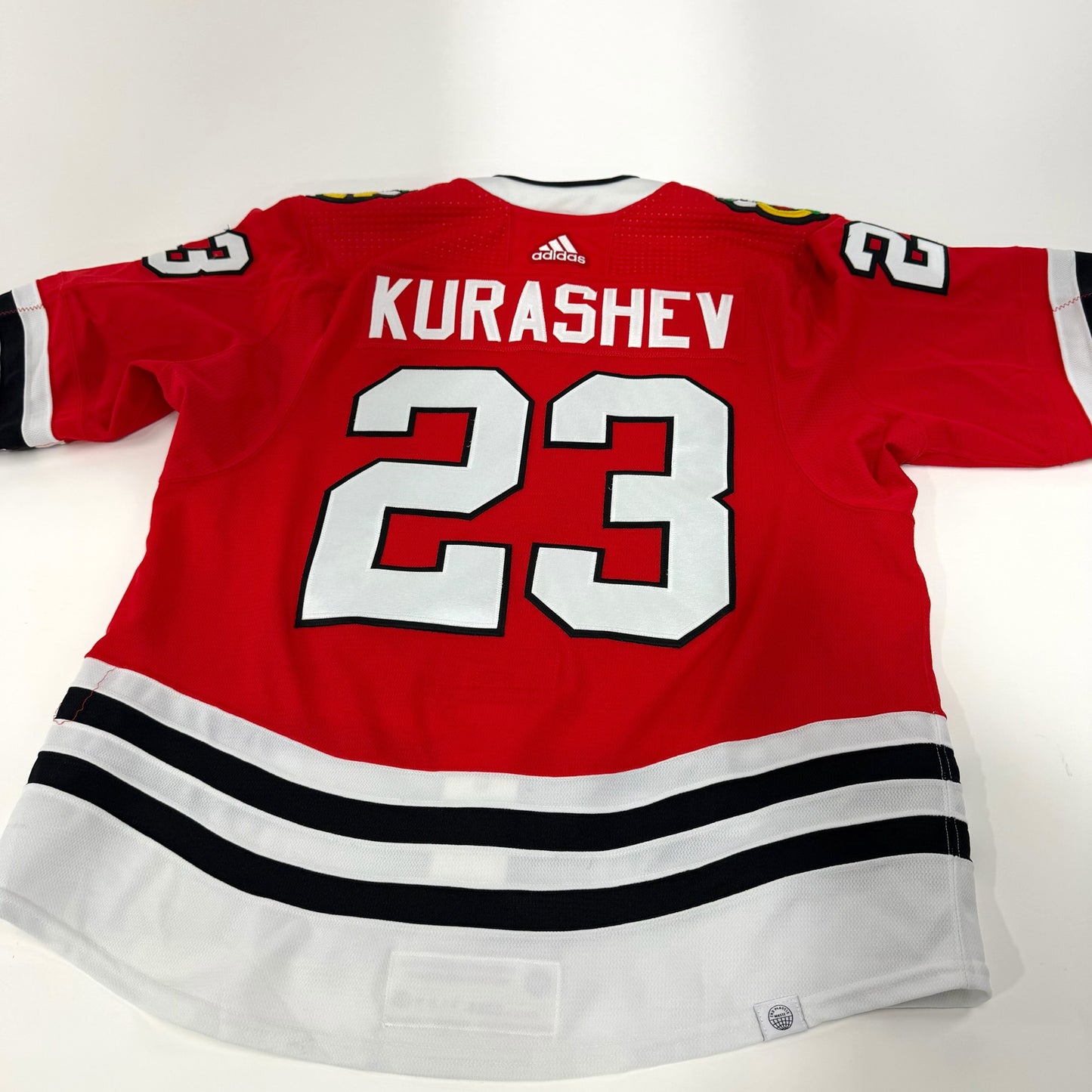 Philipp Kurashev #23 Home Chicago Blackhawks Game Worn Jersey 2023-2024, Set 2 | Size 56 | 9487-25570