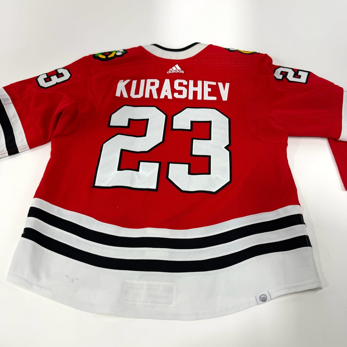 Philipp Kurashev #23 Home Chicago Blackhawks Game Worn Jersey 2022-2023, Set 1 | Size 56 | 8597-25494