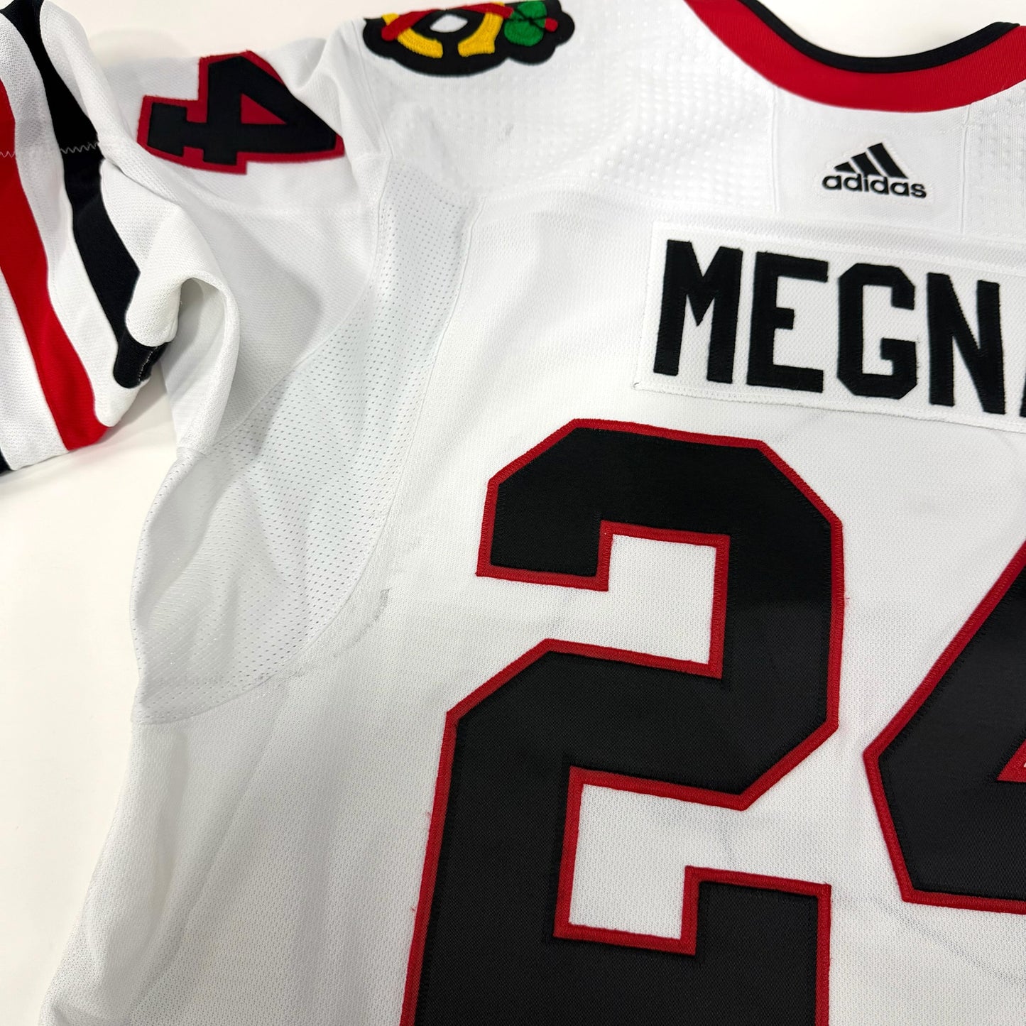 Jaycob Megna #24 Away Chicago Blackhawks Game Worn Jersey 2023-2024, Set 2 | Size 58 | 1292-23757