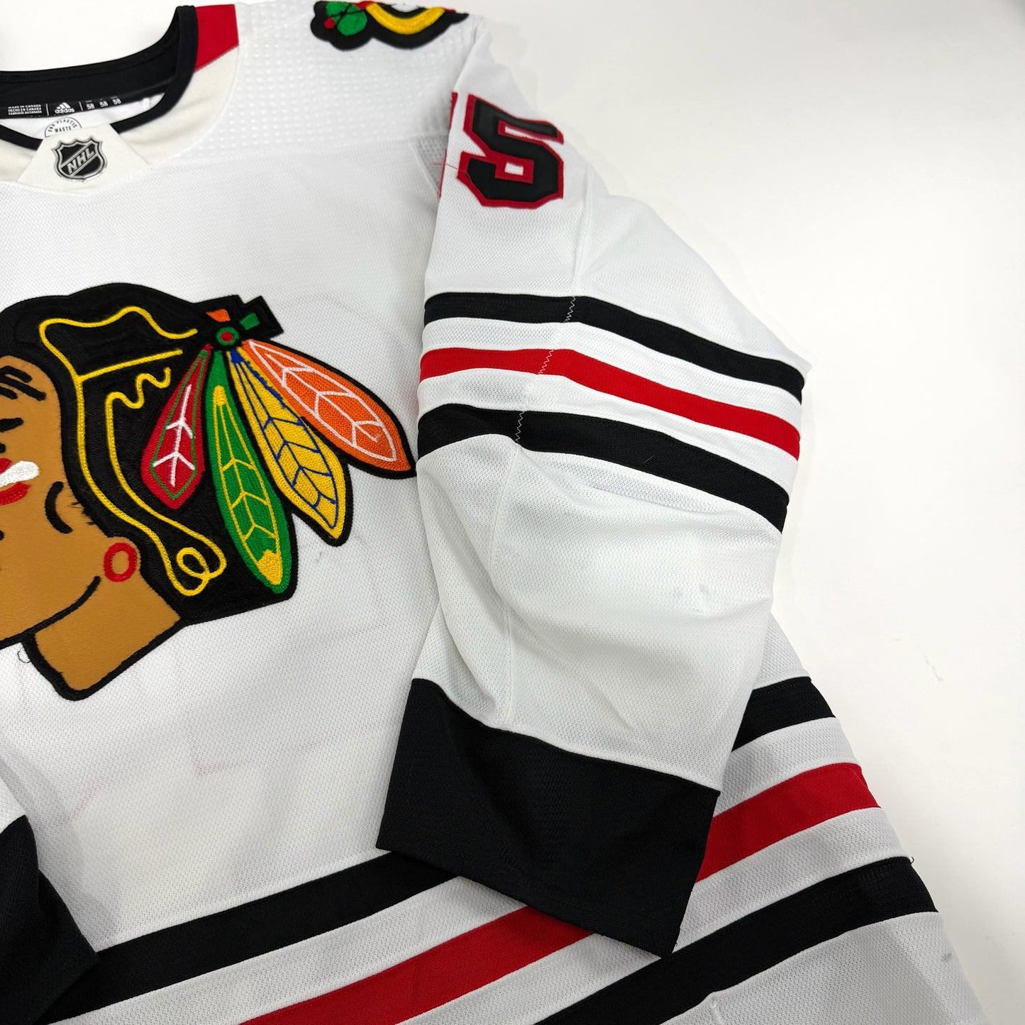 Jarred Tinordi #25 Away Chicago Blackhawks Game Worn Jersey 2022-2023, Set 1 | Size 58 | 2357-25526