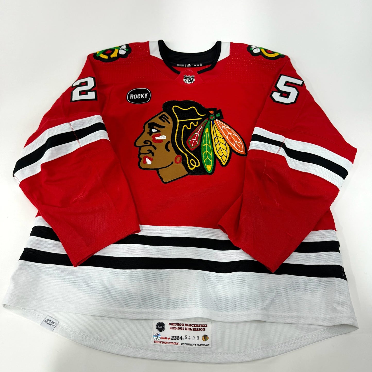Jarred Tinordi #25 Home Chicago Blackhawks Game Worn Jersey 2023-2024, Set 2 | Size 58 | 9488-25566