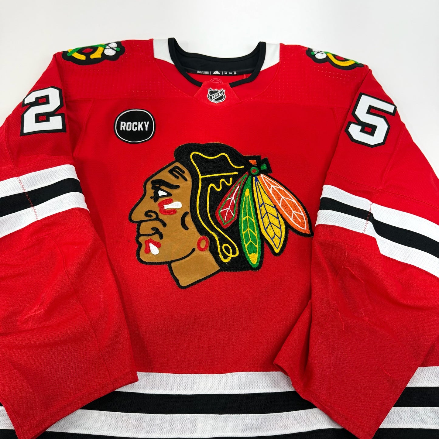 Jarred Tinordi #25 Home Chicago Blackhawks Game Worn Jersey 2023-2024, Set 2 | Size 58 | 9488-25566