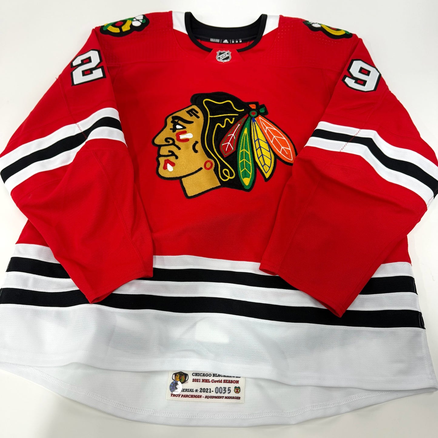 Madison Bowey #29 Home Chicago Blackhawks Team Issued Jersey 2020-2021, Set 1 | 35-53