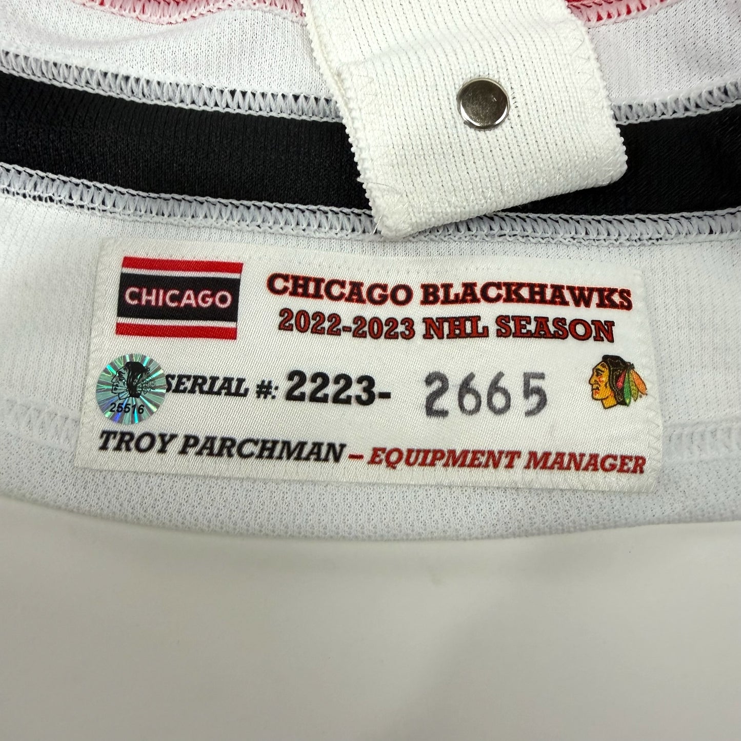 Alex Stalock #32 Away Chicago Blackhawks Game Worn Jersey 2022-2023, Set 2 | Size 58G | 2665-25516
