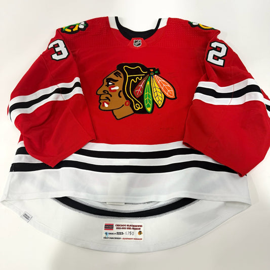 Alex Stalock #32 Home Chicago Blackhawks Game Worn Jersey 2022-2023, Set 3 | Size 58G | 6750-25477