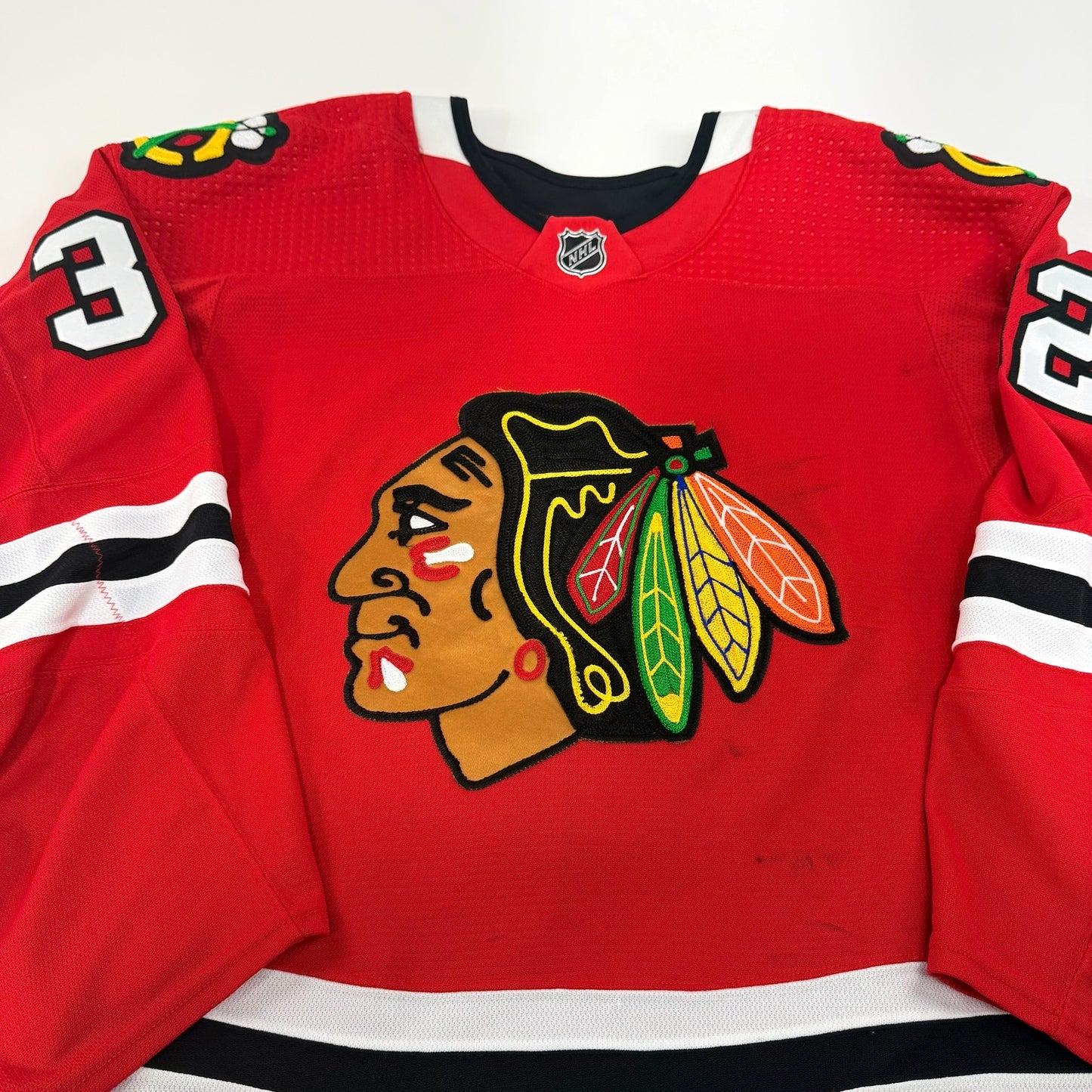 Alex Stalock #32 Home Chicago Blackhawks Game Worn Jersey 2022-2023, Set 3 | Size 58G | 6750-25477