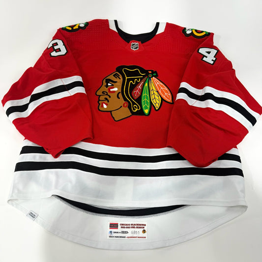 Petr Mrazek #34 Home Chicago Blackhawks Game Worn Jersey 2022-2023, Set 2 | Size 58G | 6810-25492