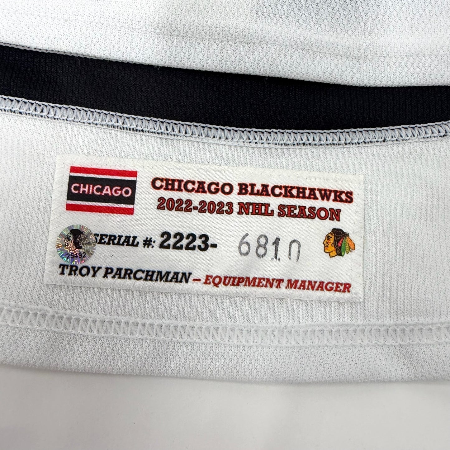 Petr Mrazek #34 Home Chicago Blackhawks Game Worn Jersey 2022-2023, Set 2 | Size 58G | 6810-25492