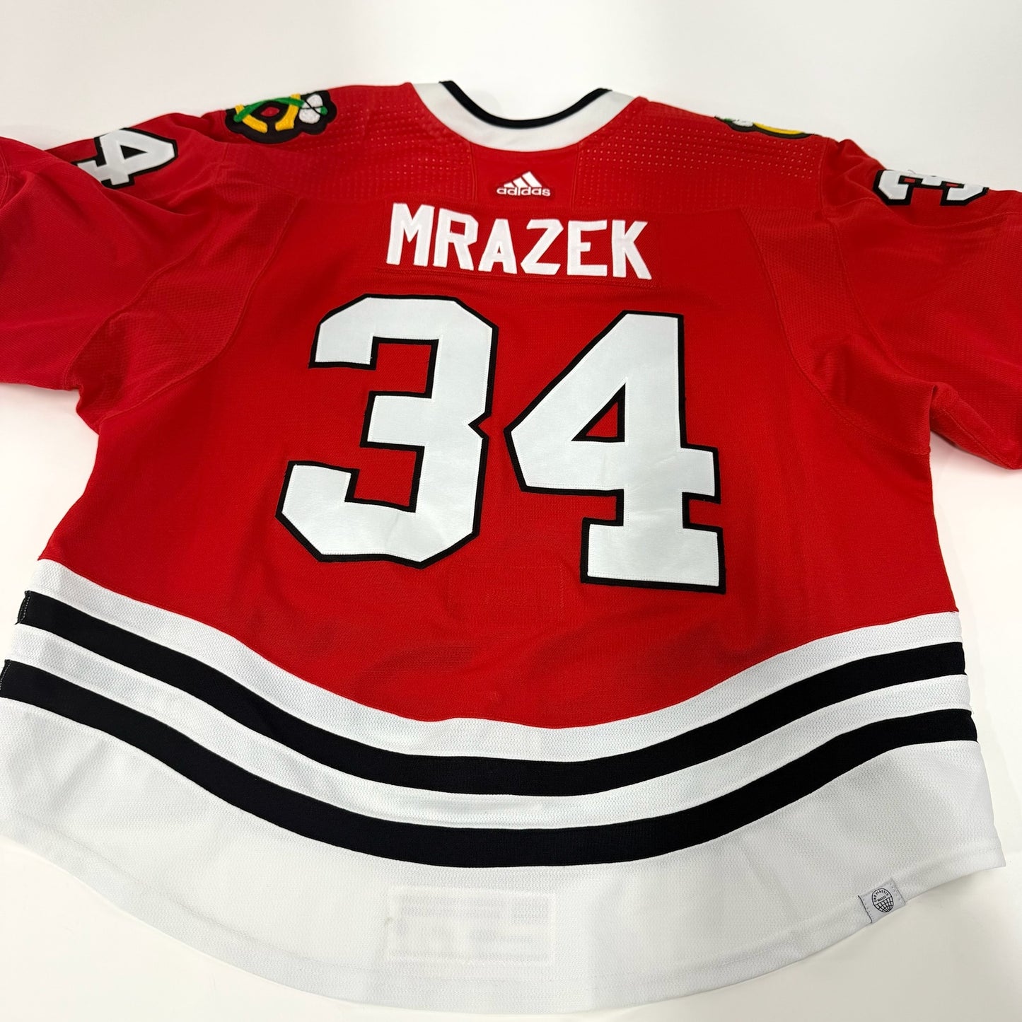 Petr Mrazek #34 Home Chicago Blackhawks Game Worn Jersey 2022-2023, Set 2 | Size 58G | 6810-25492