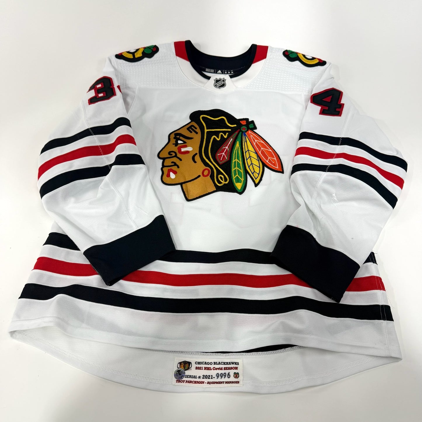 Carl Soderberg #34 Away Chicago Blackhawks Team Issued Jersey 2020-2021, Set 1 | Size 56 | 9996-7363