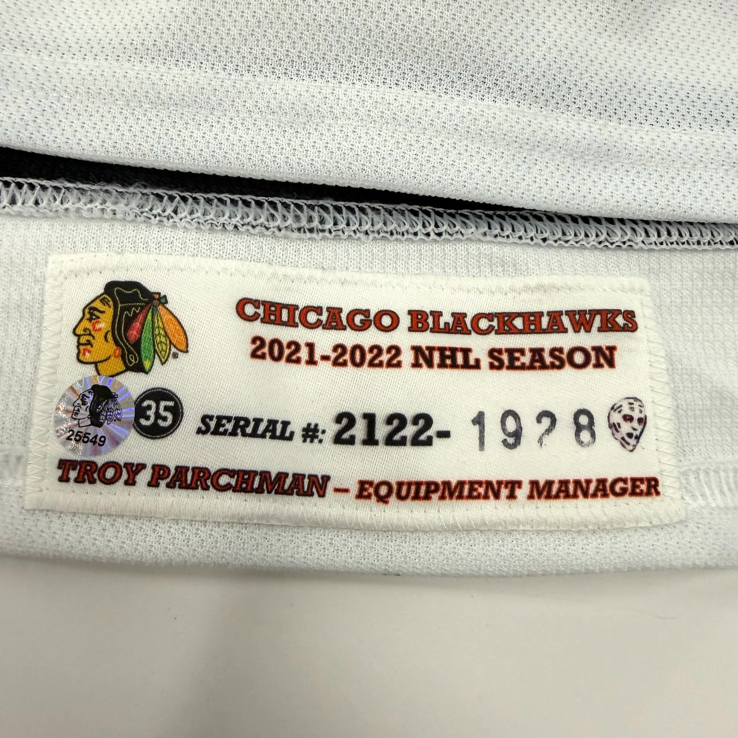 Isaak Phillips #41 Away Chicago Blackhawks Game Worn Jersey 2021-2022, Set 1 | Size 56 | 1928-25549