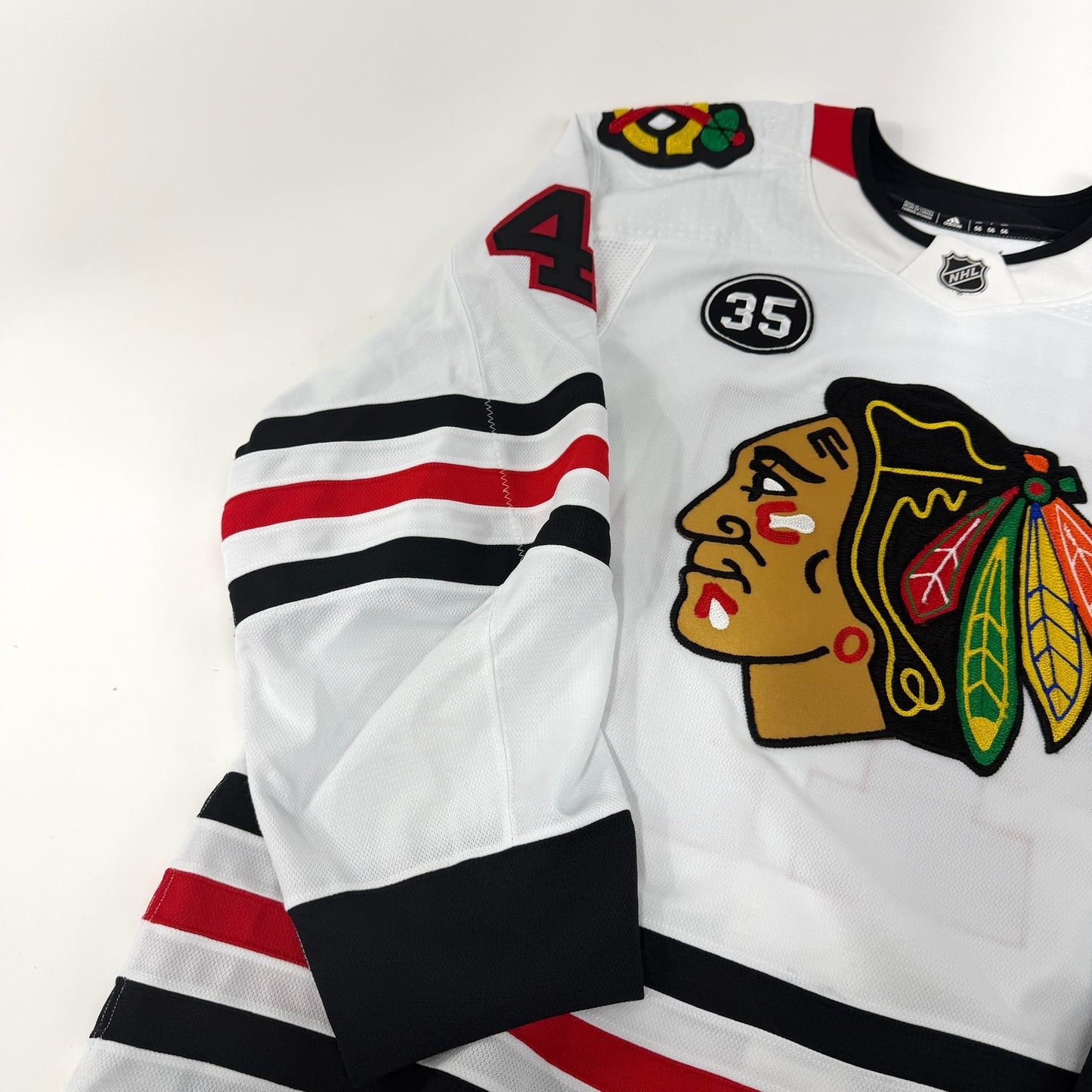 Isaak Phillips #41 Away Chicago Blackhawks Game Worn Jersey 2021-2022, Set 1 | Size 56 | 1928-25549