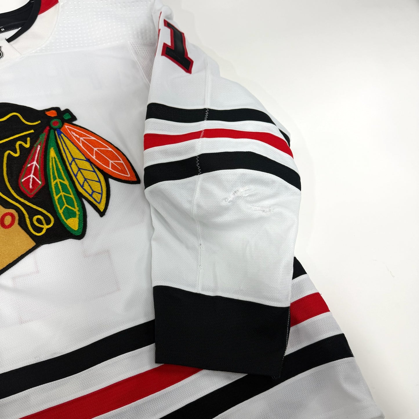 Isaak Phillips #41 Away Chicago Blackhawks Game Worn Jersey 2021-2022, Set 1 | Size 56 | 1928-25549