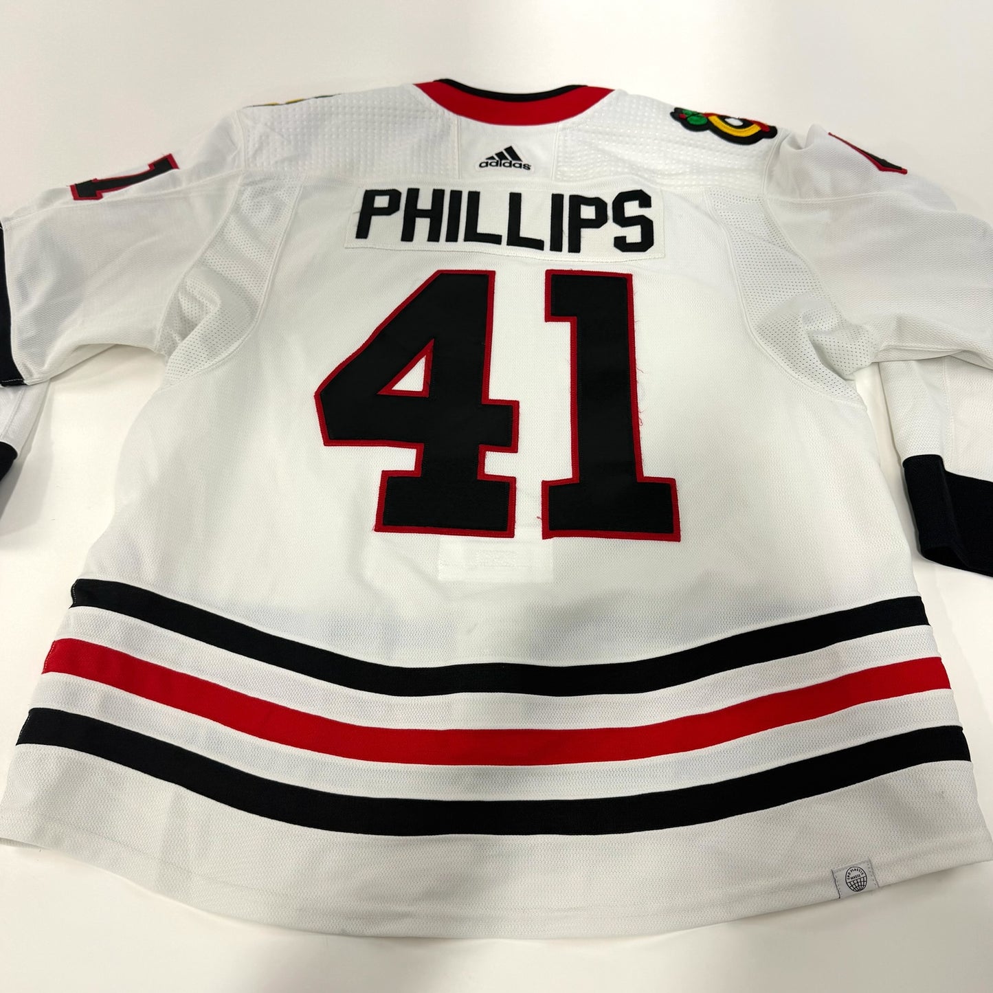 Isaak Phillips #41 Away Chicago Blackhawks Game Worn Jersey 2023-2024, Set #2 | Size 58 | 25587