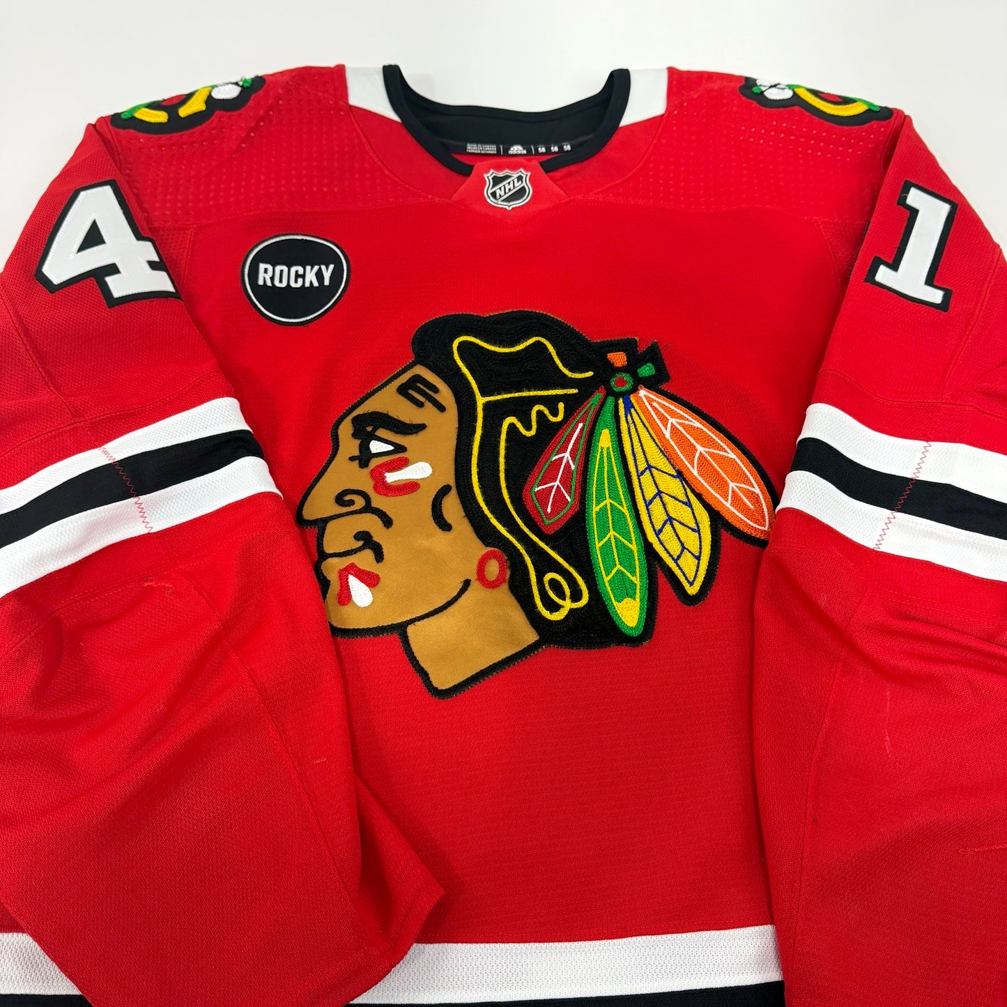 Isaak Phillips #41 Home Chicago Blackhawks Game Worn Jersey 2023-2024, Set 2 | Size 58 | 4939-25574