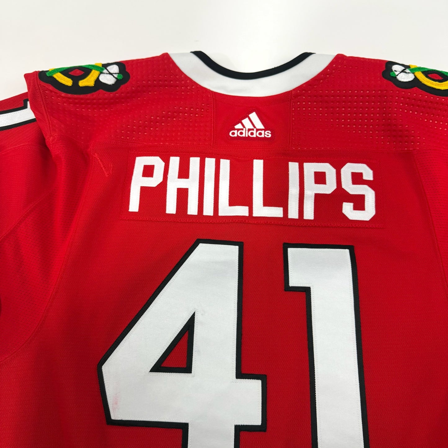 Isaak Phillips #41 Home Chicago Blackhawks Game Worn Jersey 2023-2024, Set 1 | 1Size 58 | 334-25563