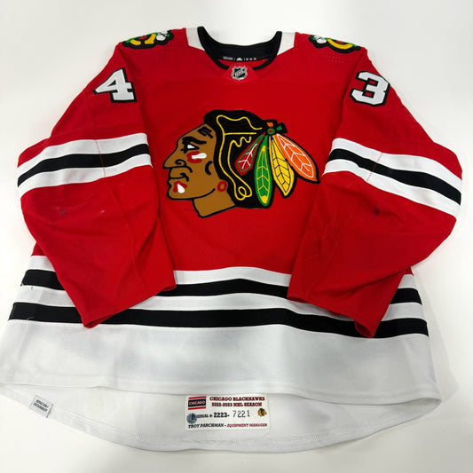 Colin Blackwell #43 Home Chicago Blackhawks Game Worn Jersey 2022-2023, Set 1 | Size 54 | 7221-25505