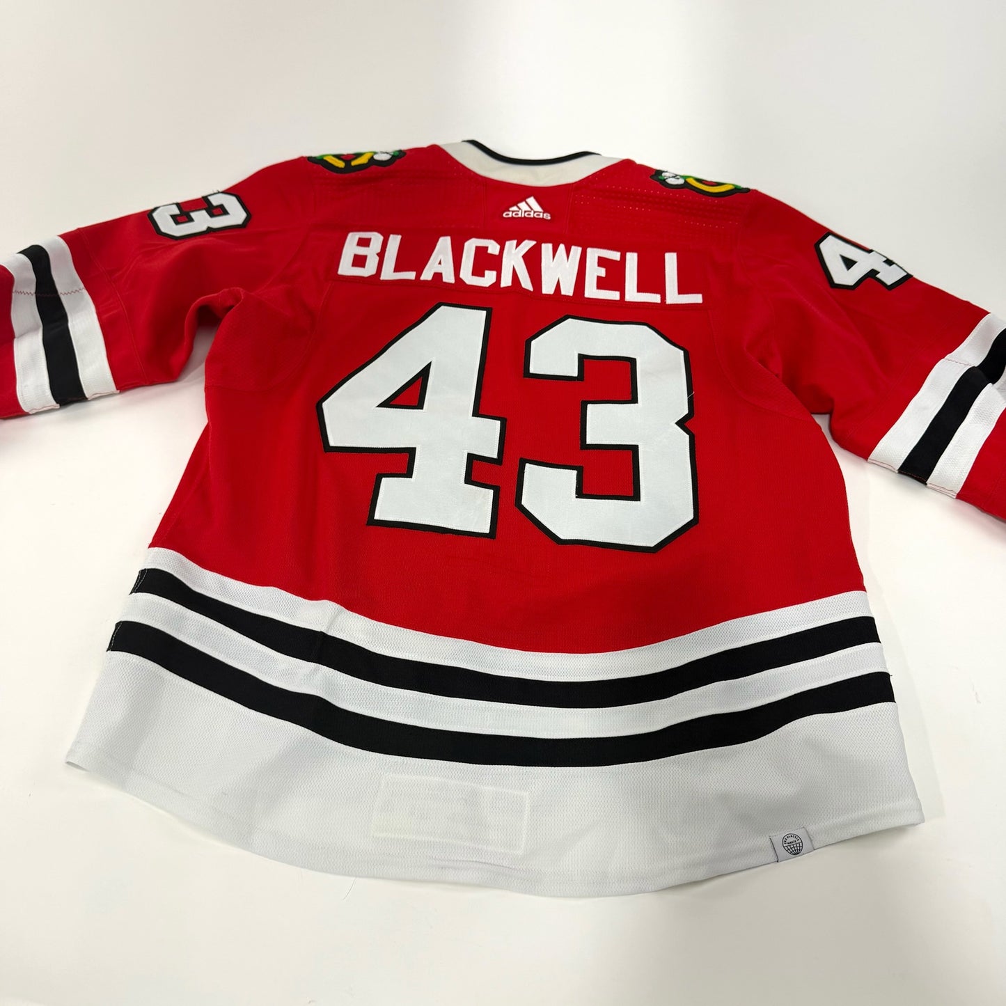 Colin Blackwell #43 Home Chicago Blackhawks Game Worn Jersey 2022-2023, Set 1 | Size 54 | 7221-25505