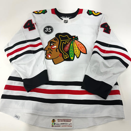 Calvin de Haan #44 Away Chicago Blackhawks Game Worn Jersey 2021-2022, Set 1 | Size 56 | 5854-25552