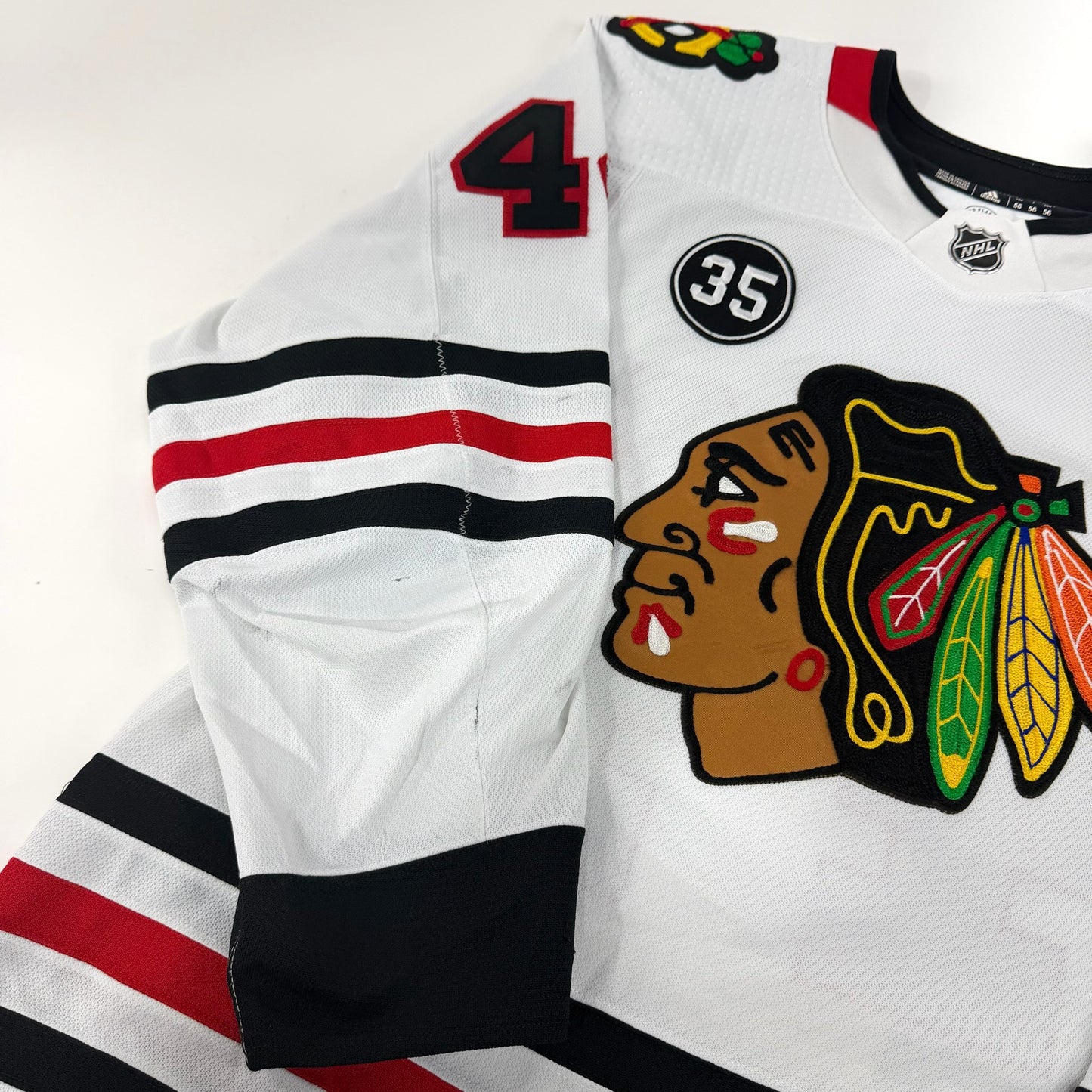 Calvin de Haan #44 Away Chicago Blackhawks Game Worn Jersey 2021-2022, Set 1 | Size 56 | 5854-25552
