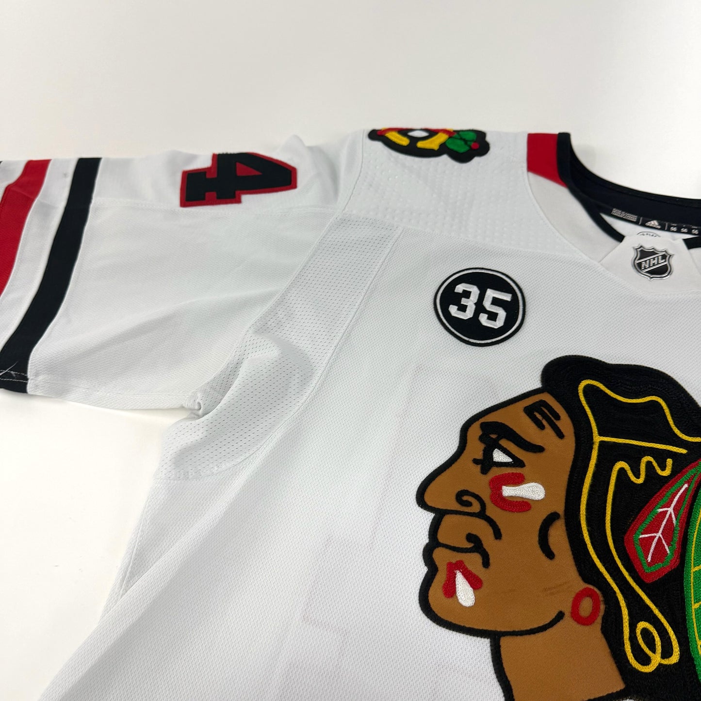 Calvin de Haan #44 Away Chicago Blackhawks Game Worn Jersey 2021-2022, Set 1 | Size 56 | 5854-25552
