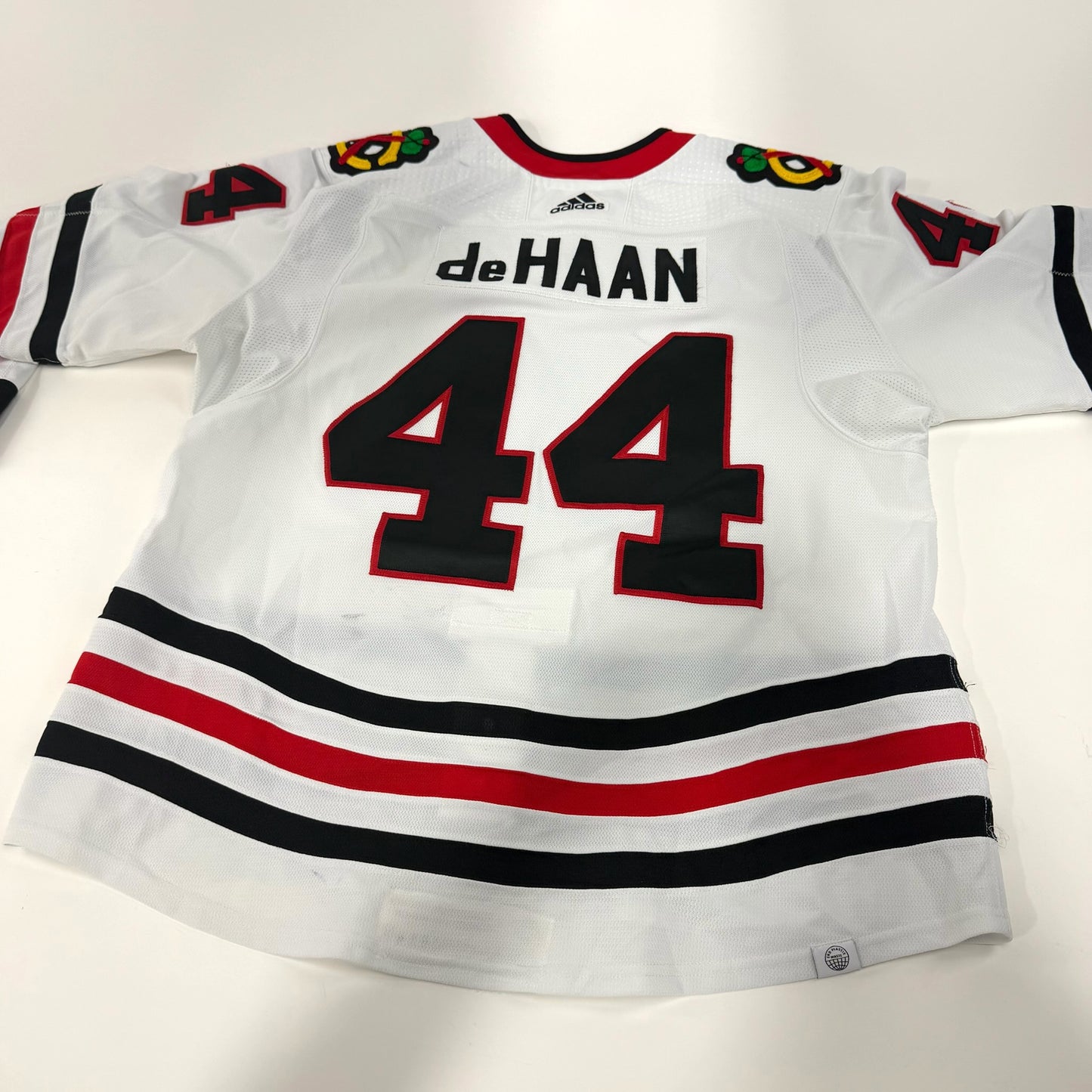 Calvin de Haan #44 Away Chicago Blackhawks Game Worn Jersey 2021-2022, Set 1 | Size 56 | 5854-25552