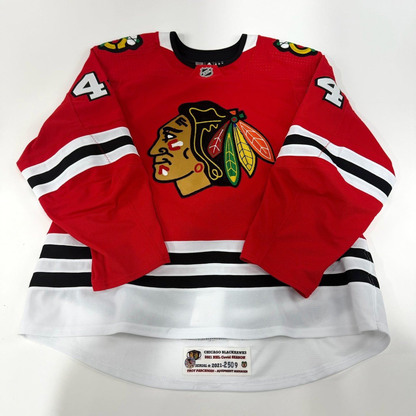 Calvin de Haan #44 Home Chicago Blackhawks Team Issued Jersey 2020-2021, Set 1 | Size 56 | 2509-7382