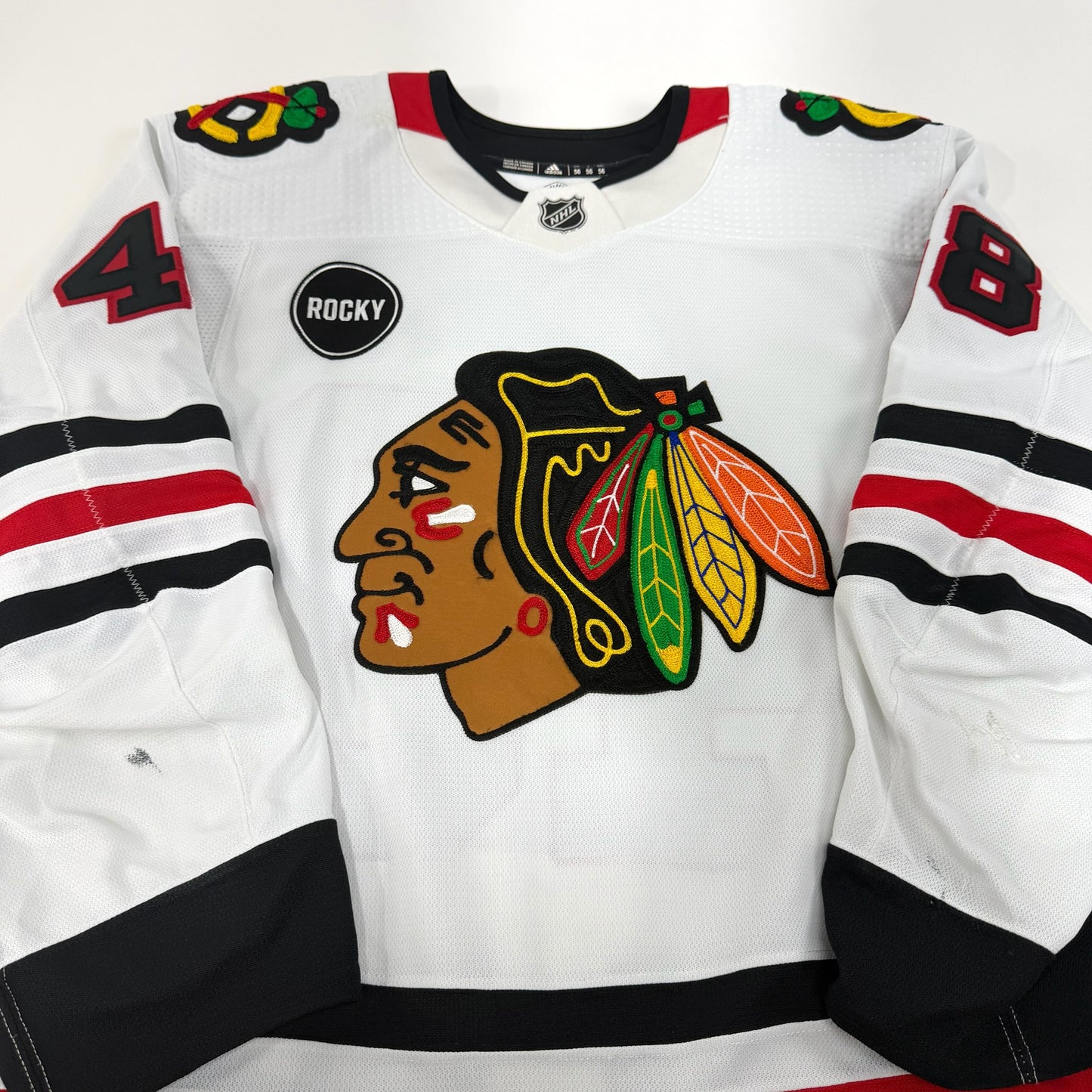 Filip Roos #48 Away Chicago Blackhawks Game Worn Jersey 2023-2024, Set# 1 | Size 56 | 25586