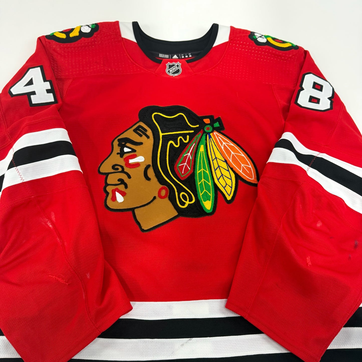 Filip Roos #48 Home Chicago Blackhawks Game Worn Jersey 2022-2023, Set 1 | Size 56 | 25486