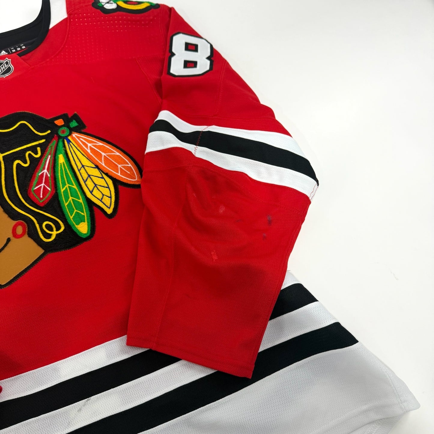 Filip Roos #48 Home Chicago Blackhawks Game Worn Jersey 2022-2023, Set 1 | Size 56 | 25486