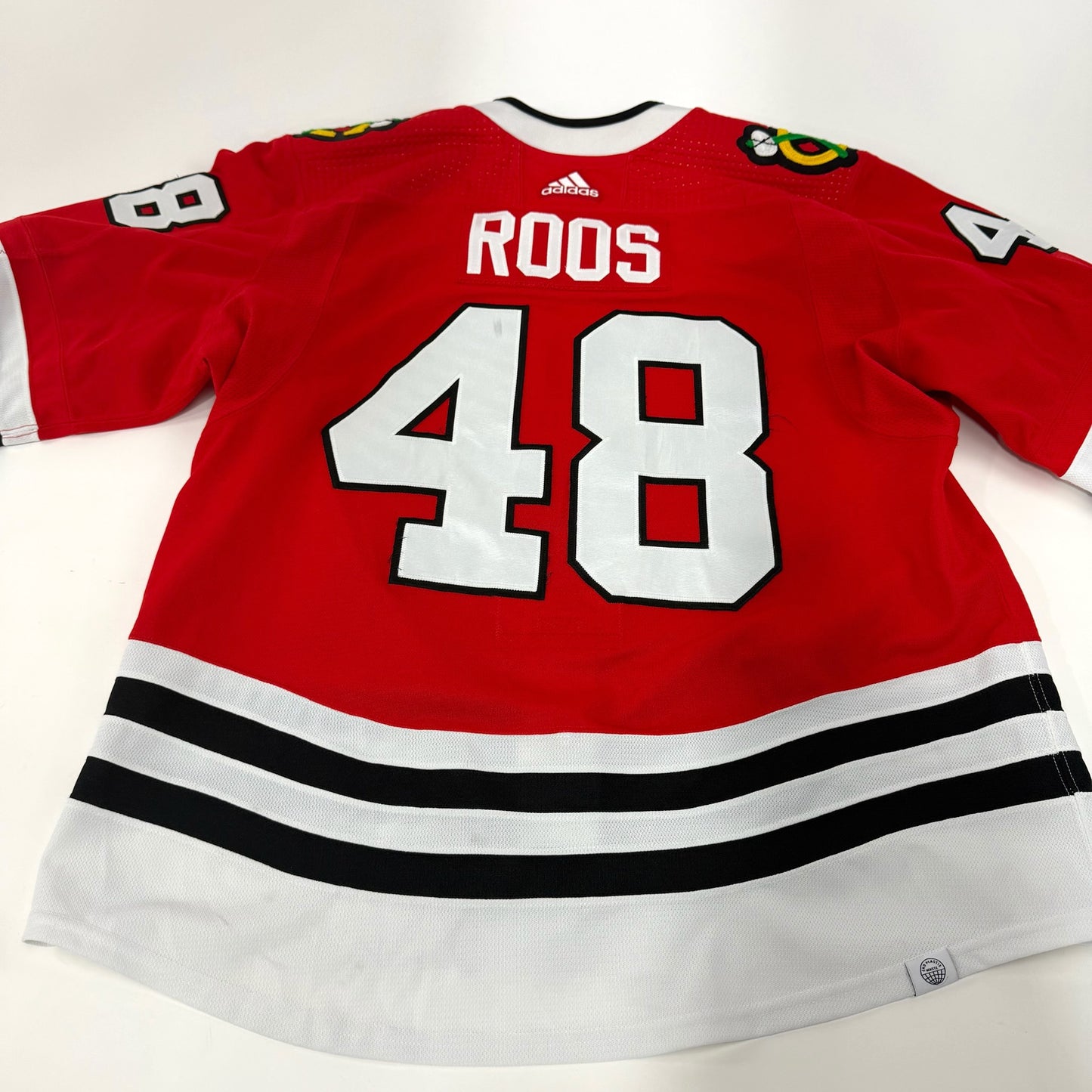 Filip Roos #48 Home Chicago Blackhawks Game Worn Jersey 2022-2023, Set 1 | Size 56 | 25486
