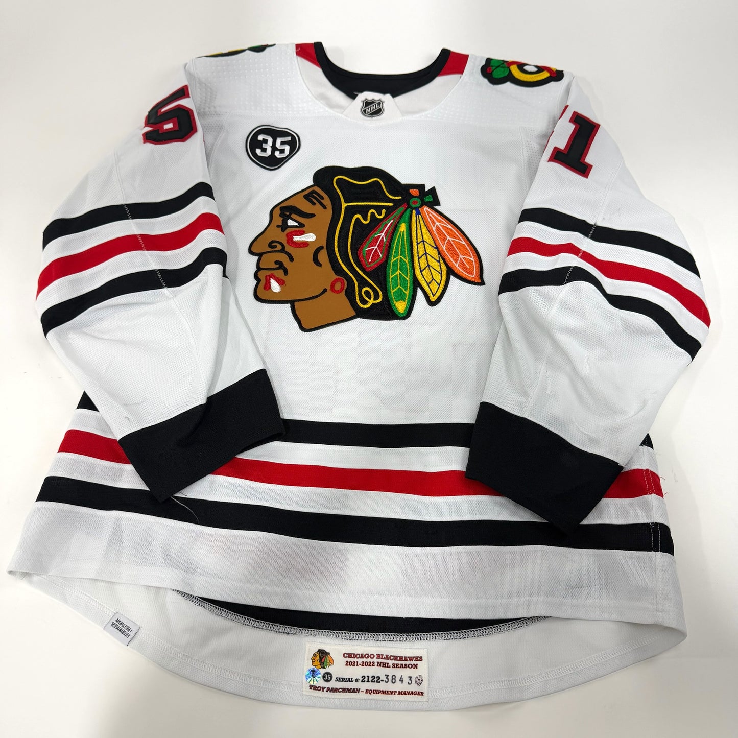 Ian Mitchell #51 Away Chicago Blackhawks Game Worn Jersey 2021-2022, Set 1 | Size 54 | 3843-21902