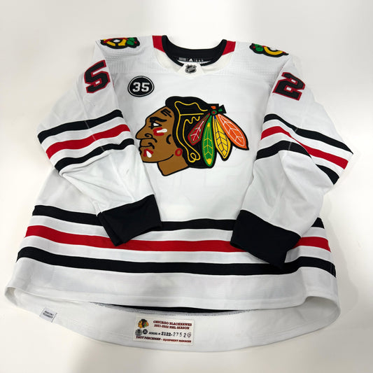 Reese Johnson #52 Away Chicago Blackhawks Game Worn Jersey 2021-2022, Set 3 | Size 56 | 2752-25545
