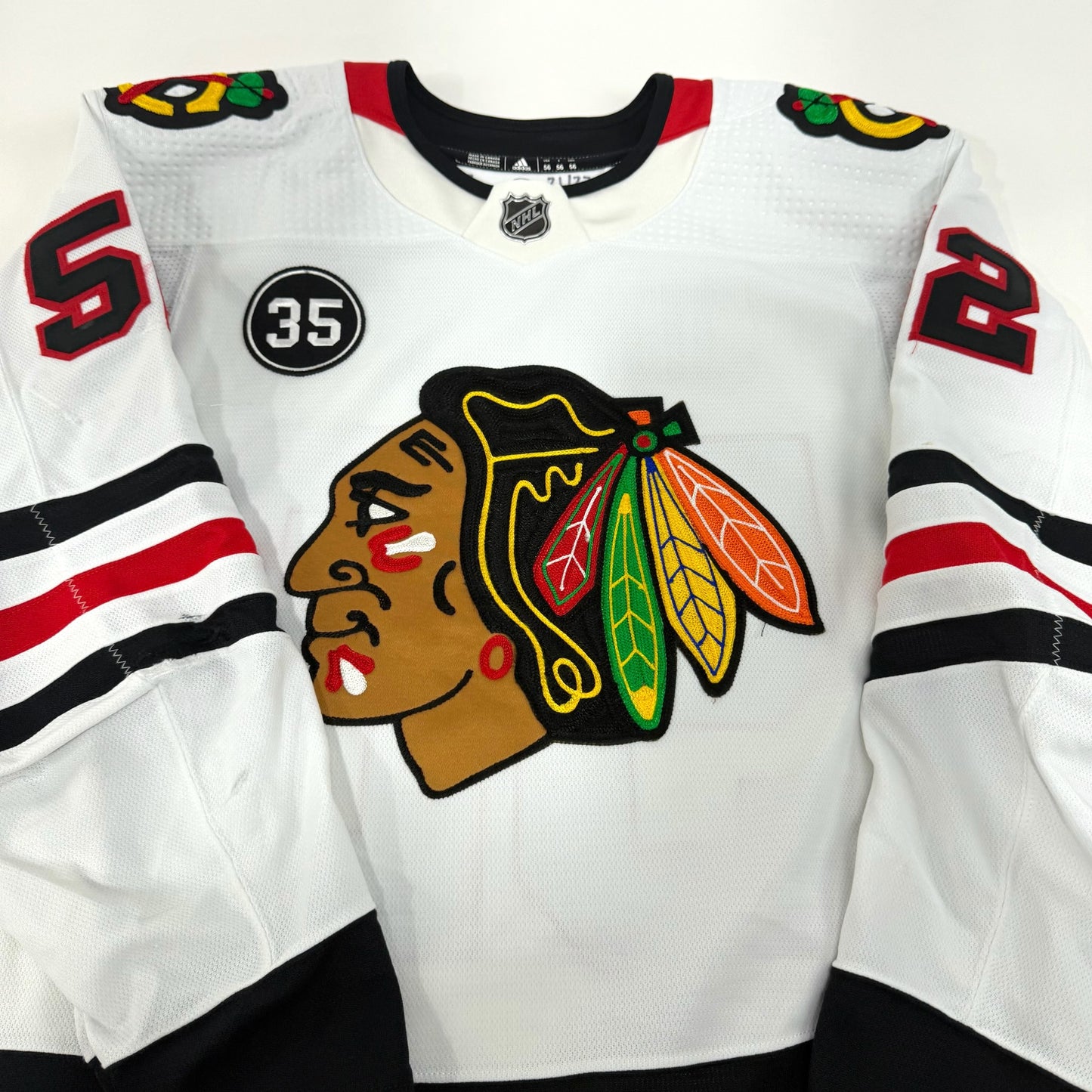 Reese Johnson #52 Away Chicago Blackhawks Game Worn Jersey 2021-2022, Set 3 | Size 56 | 2752-25545
