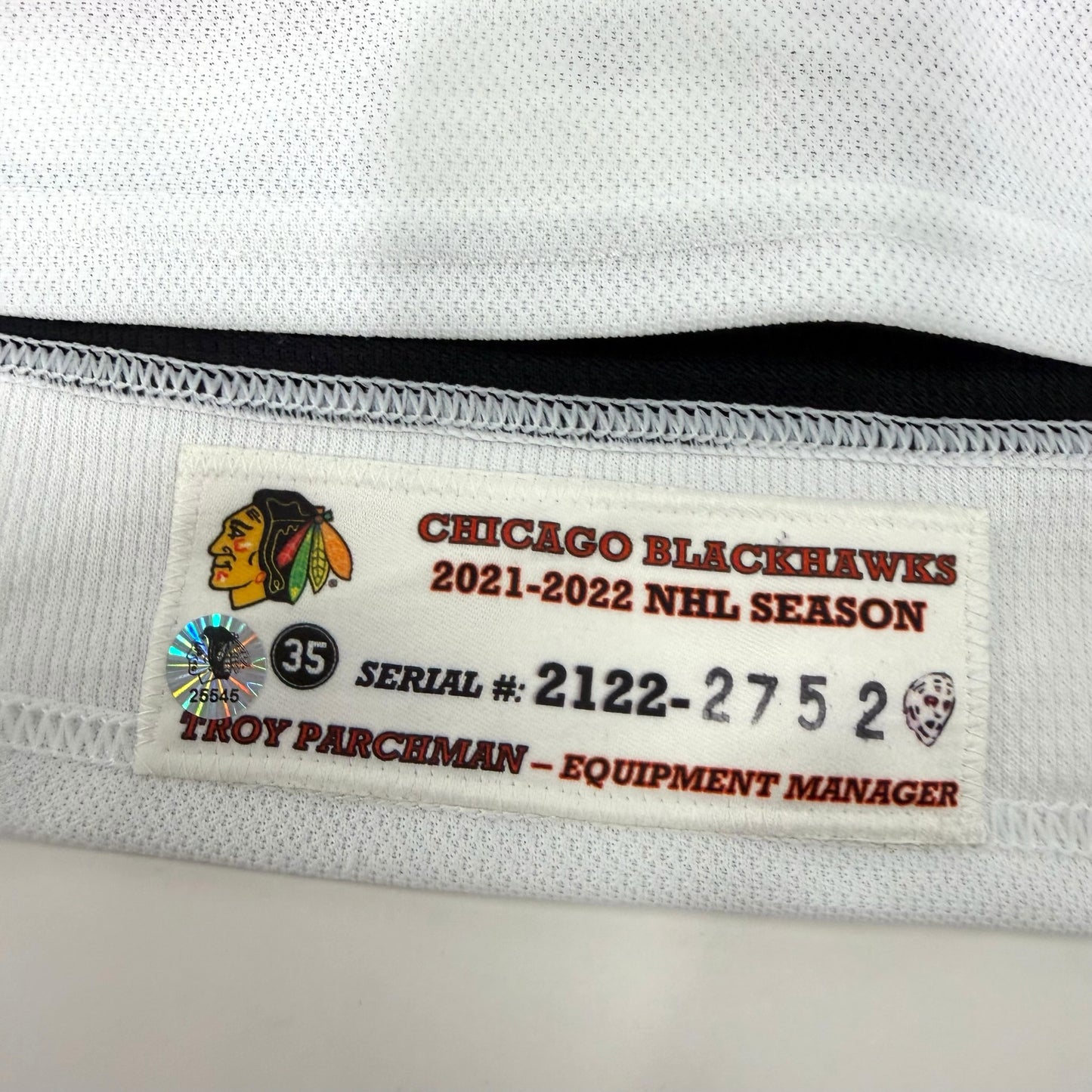 Reese Johnson #52 Away Chicago Blackhawks Game Worn Jersey 2021-2022, Set 3 | Size 56 | 2752-25545