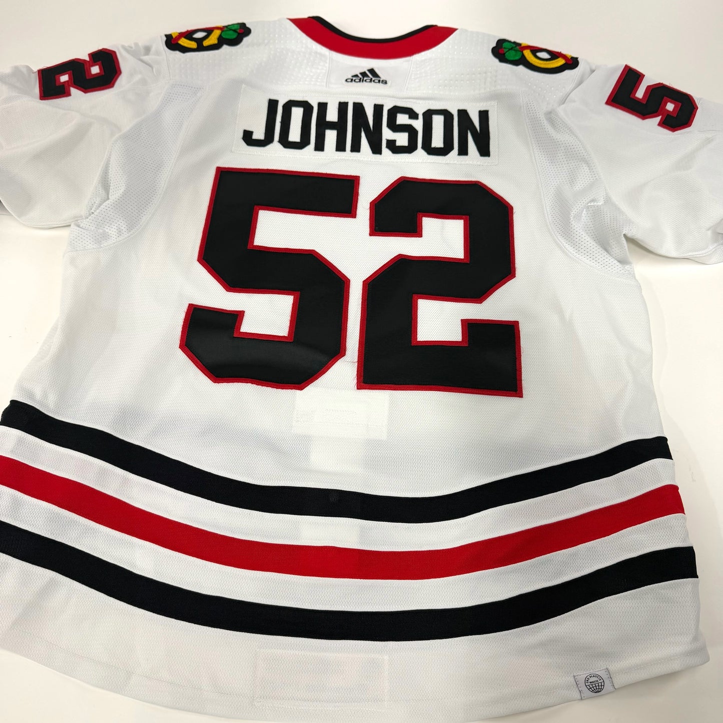 Reese Johnson #52 Away Chicago Blackhawks Game Worn Jersey 2021-2022, Set 3 | Size 56 | 2752-25545