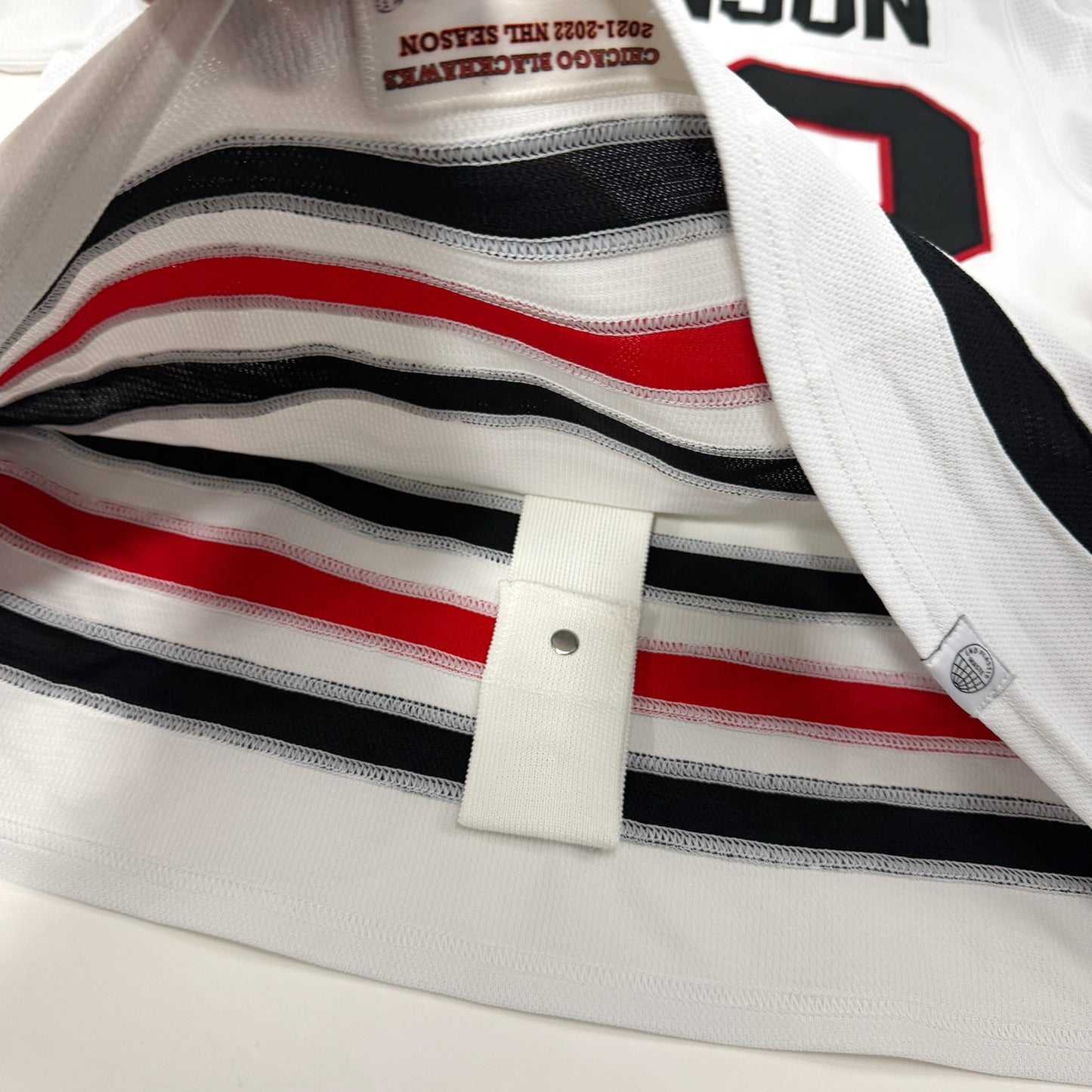 Reese Johnson #52 Away Chicago Blackhawks Game Worn Jersey 2021-2022, Set 3 | Size 56 | 2752-25545