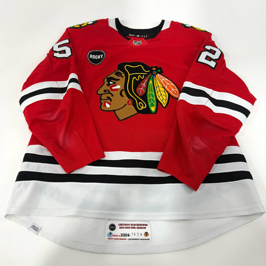 Reese Johnson #52 Home Chicago Blackhawks Game Worn Jersey 2023-2024, Set 1 | Size 56 | 1434-25576