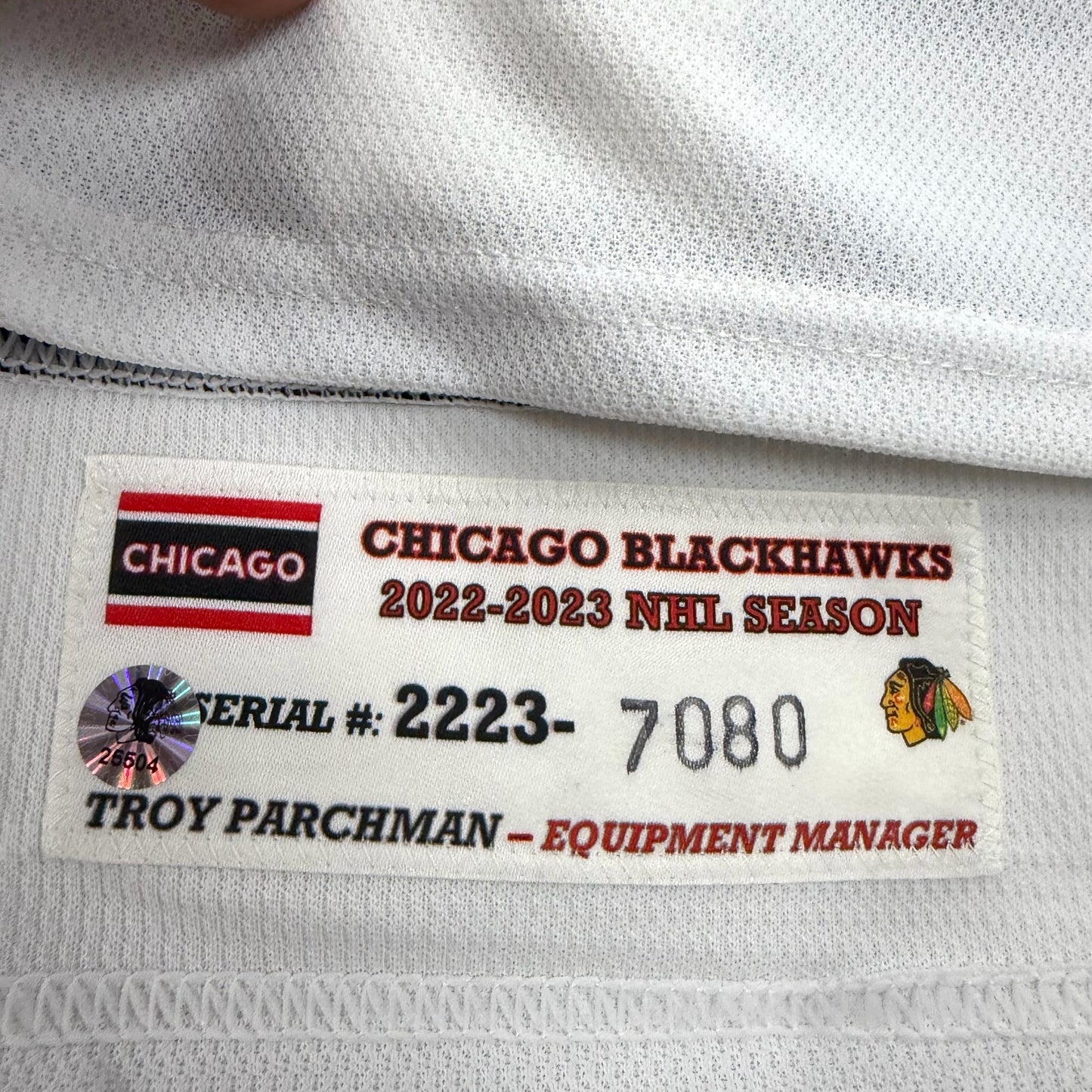Reese Johnson #52 Home Chicago Blackhawks Game Worn Jersey 2022-2023, Set 2 | Size 56 | 7080-25504