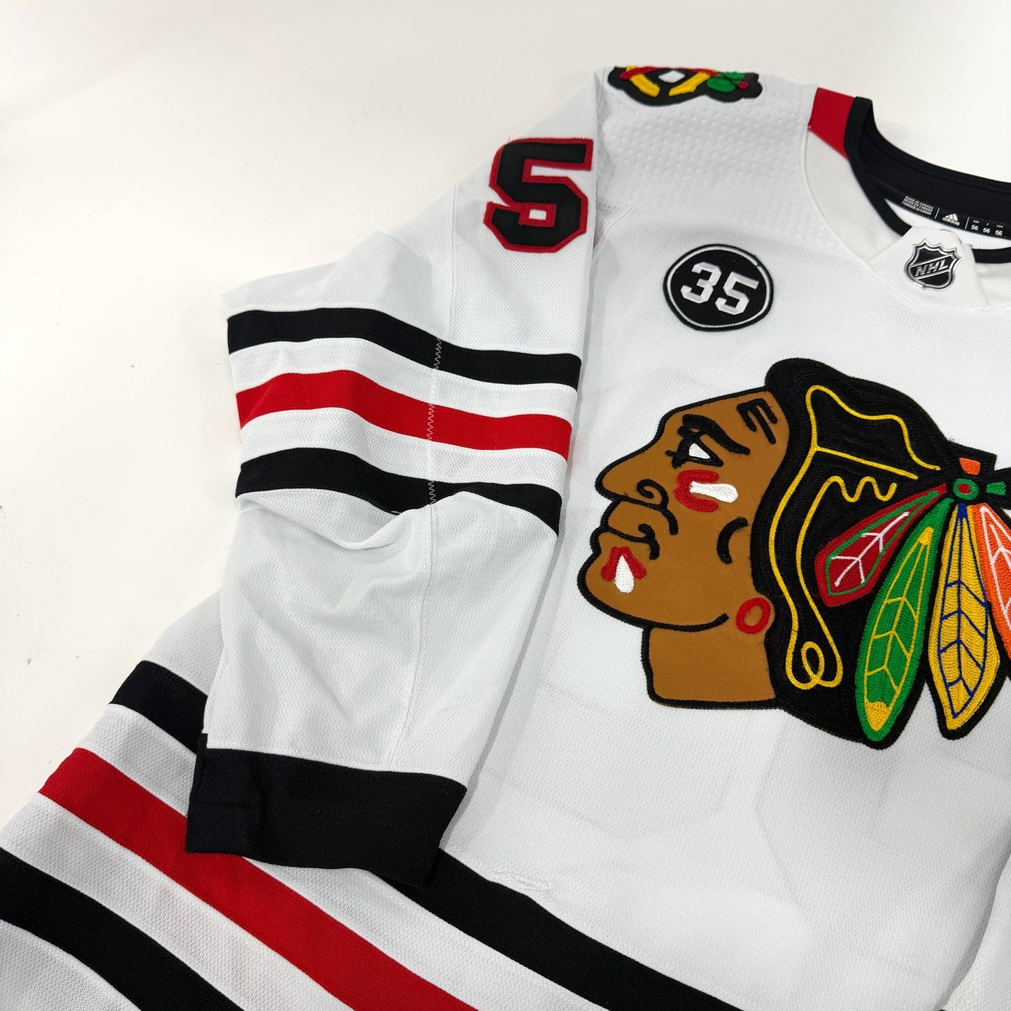 Erik Gustafsson #56 Away Chicago Blackhawks Game Worn Jersey 2021-2022, Set 1 | Size 56 | 6966-25543