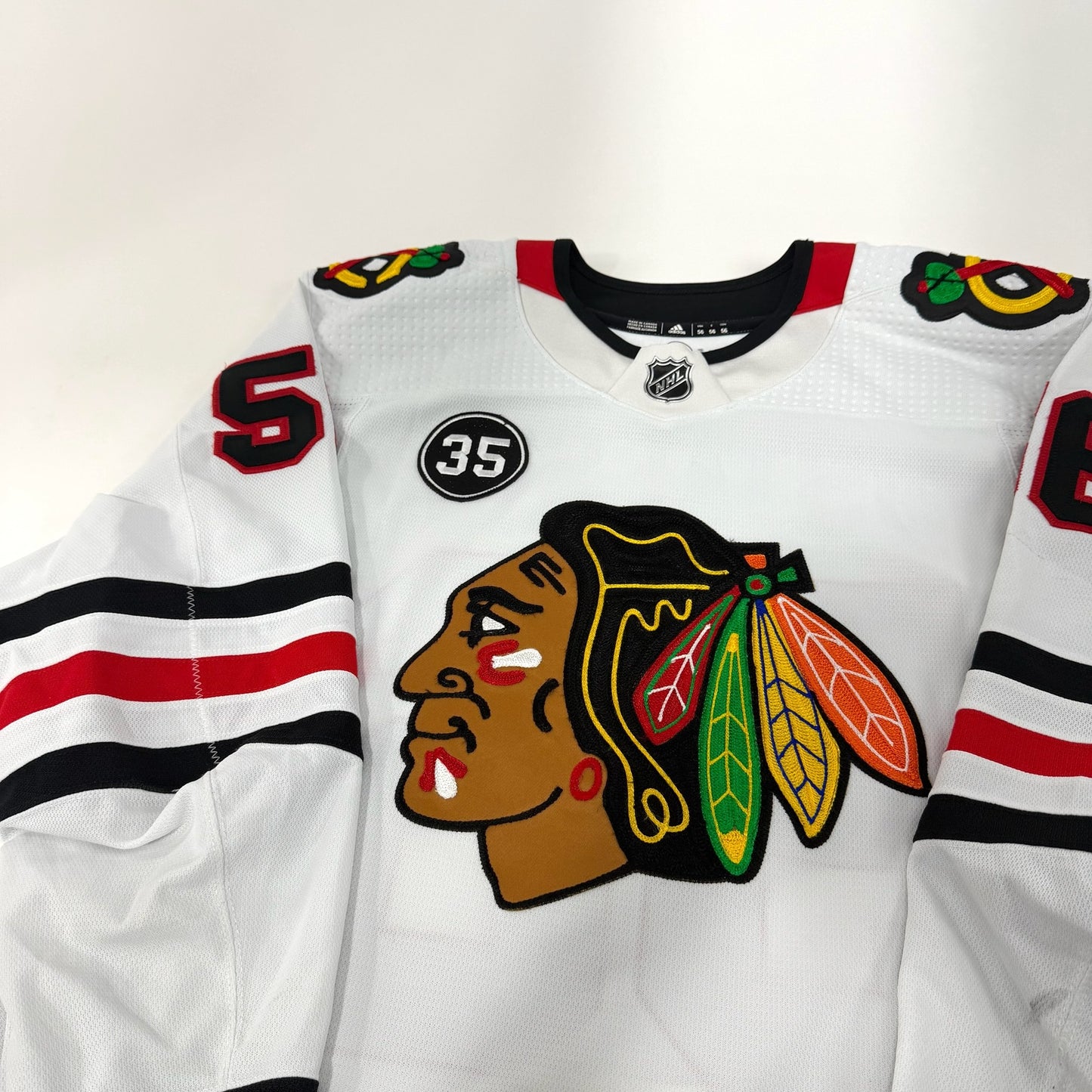 Erik Gustafsson #56 Away Chicago Blackhawks Game Worn Jersey 2021-2022, Set 1 | Size 56 | 6966-25543