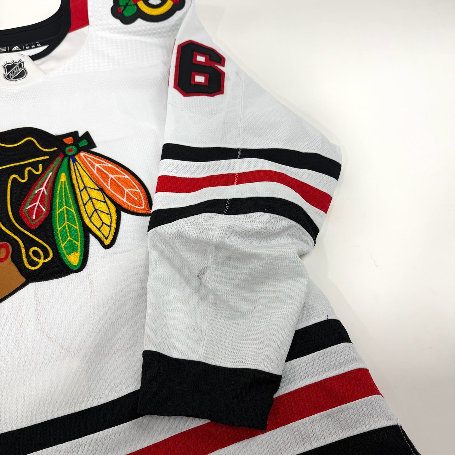Erik Gustafsson #56 Away Chicago Blackhawks Game Worn Jersey 2021-2022, Set 1 | Size 56 | 6966-25543