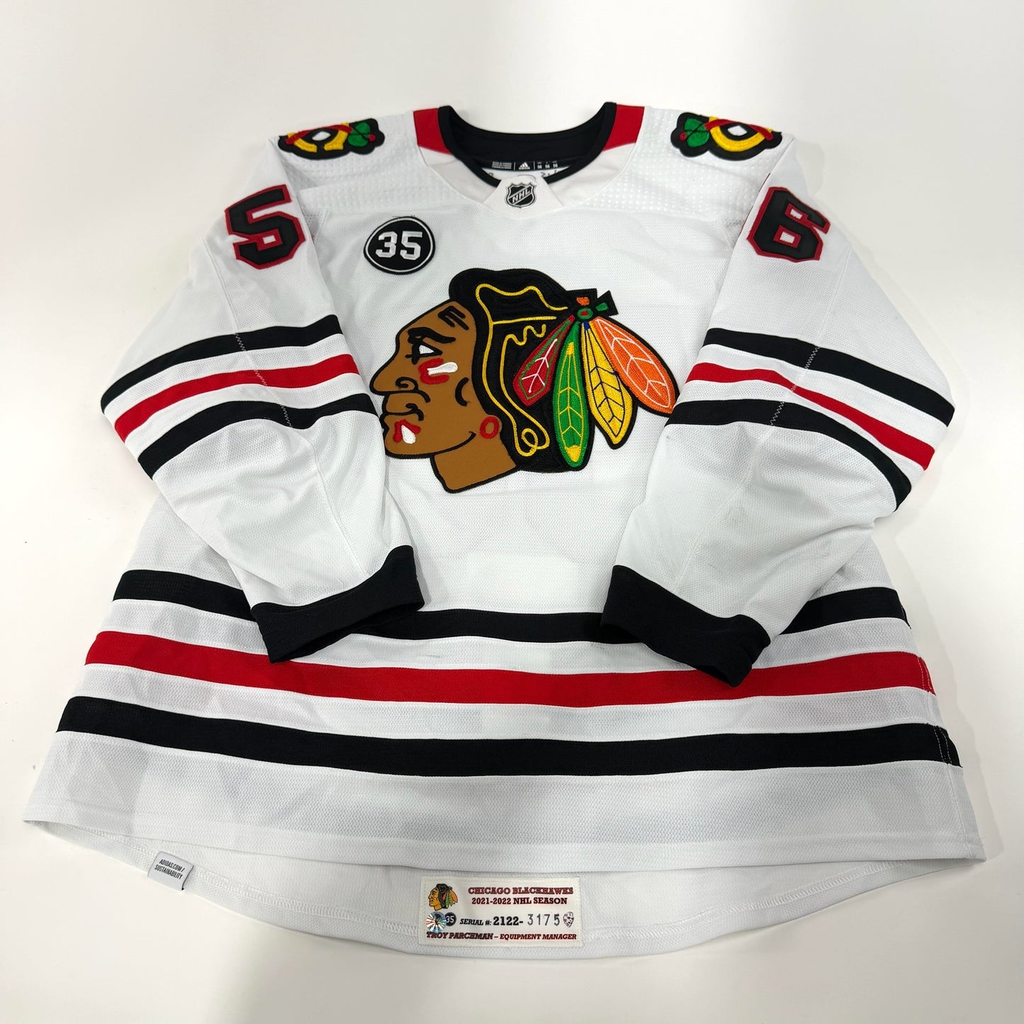 Erik Gustafsson #56 Away Chicago Blackhawks Game Worn Jersey 2021-2022, Set 2 | 3175-21903