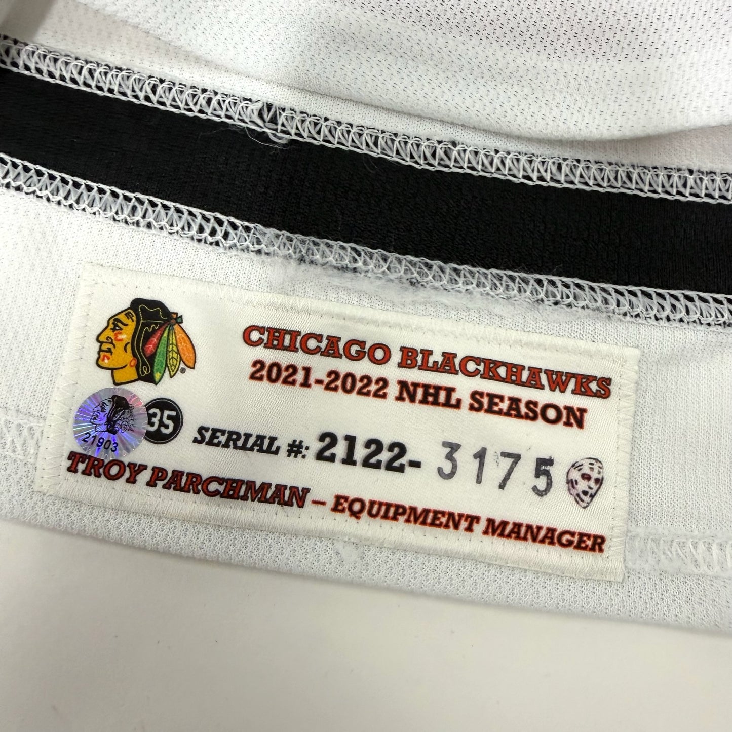 Erik Gustafsson #56 Away Chicago Blackhawks Game Worn Jersey 2021-2022, Set 2 | 3175-21903