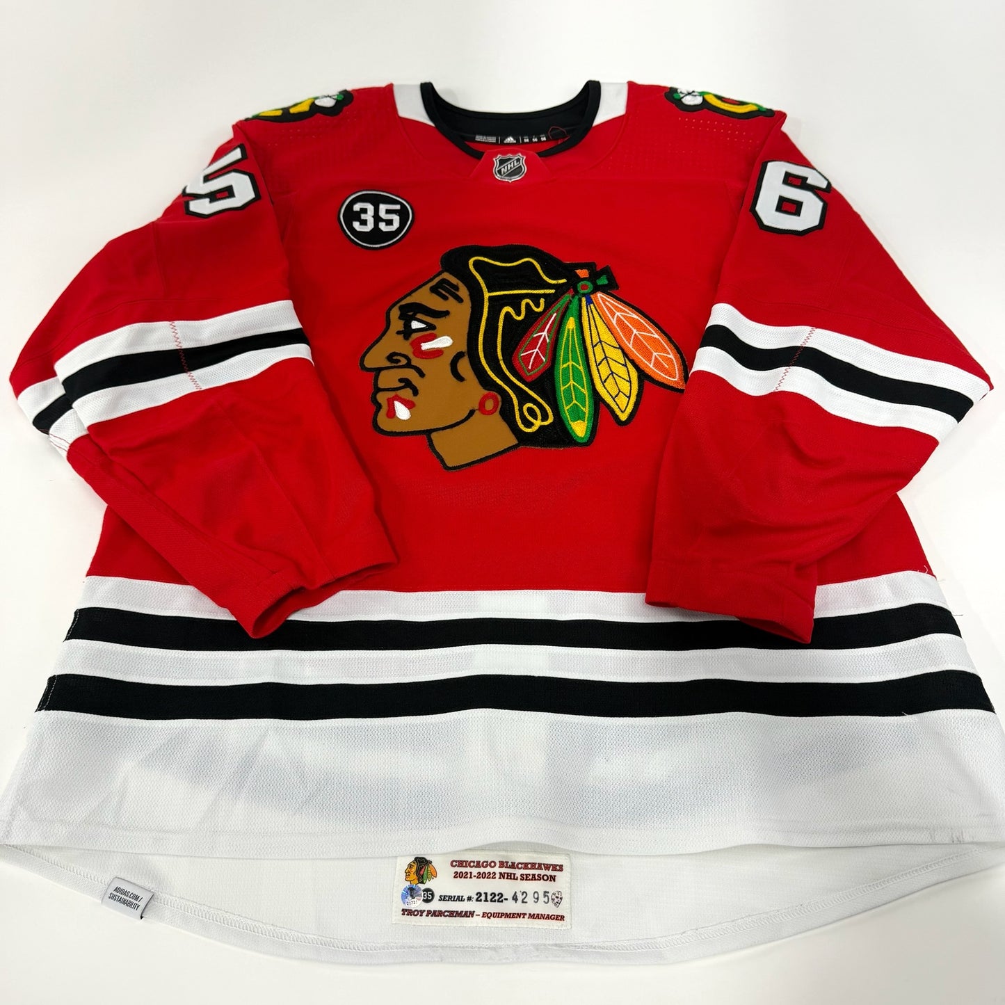 Erik Gustafsson #56 Home Chicago Blackhawks Team Issued Jersey 2021-2022, Set 1 | Size 56 | 4295-21731