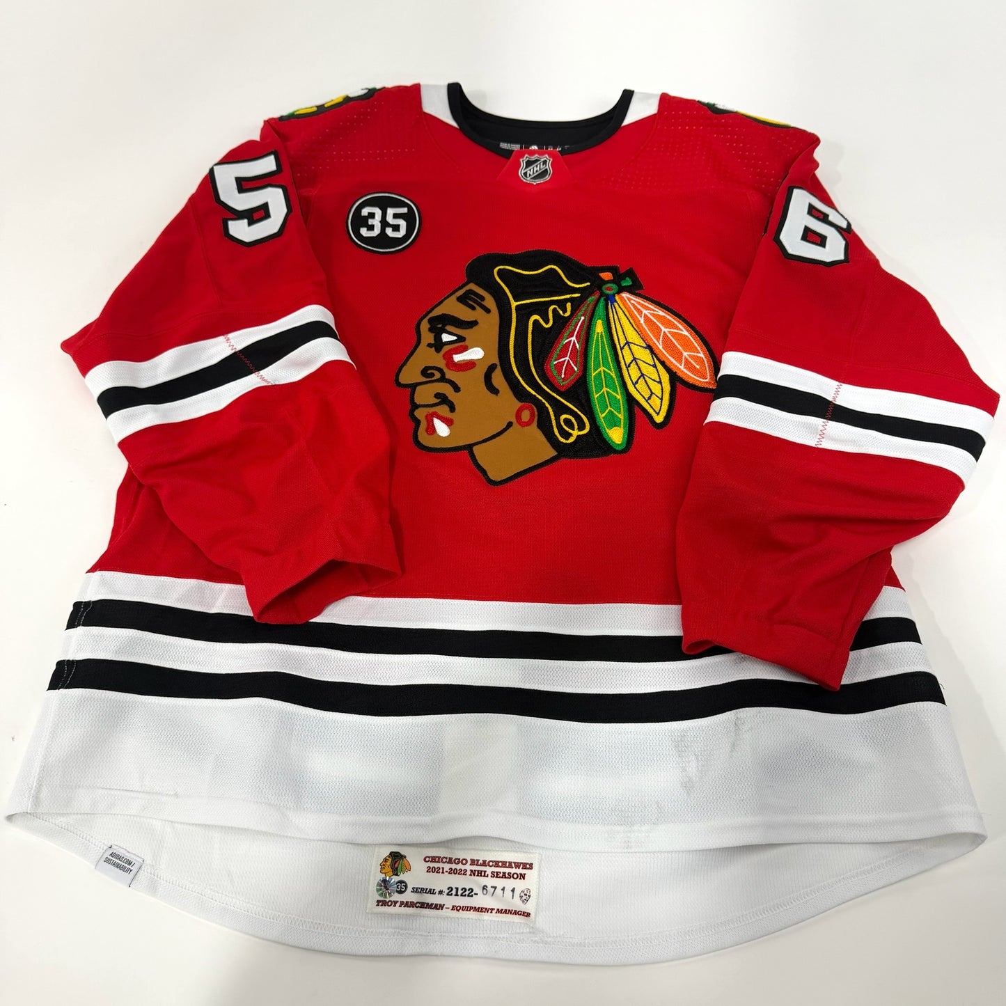 Erik Gustafsson #56 Home Chicago Blackhawks Team Issued Jersey 2021-2022, Set 2 | Size 56 | 6711-21734