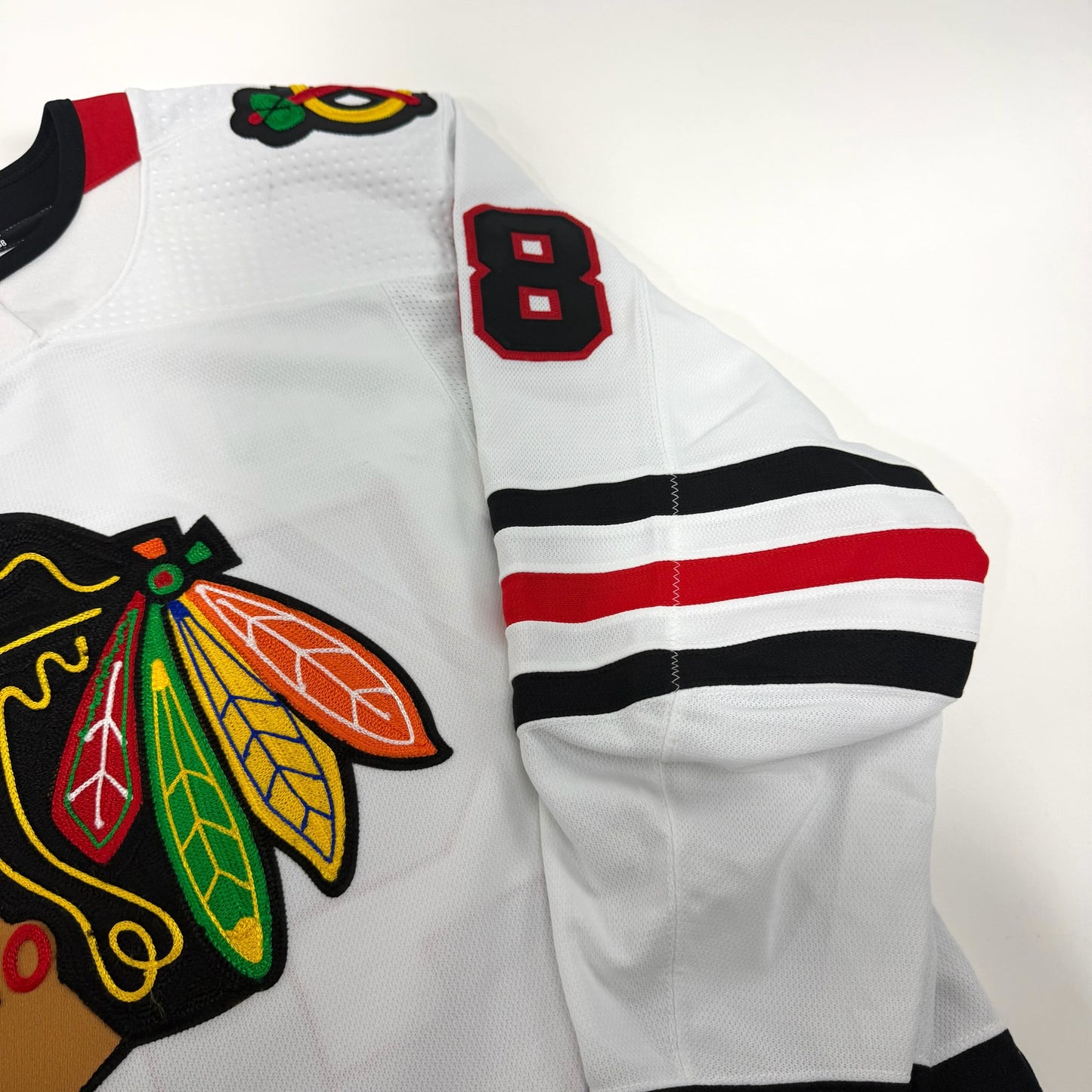 MacKenzie Entwistle #58 Away Chicago Blackhawks Game Worn Jersey 2021-2022, Set 1 | Size 58 | 7139-21901