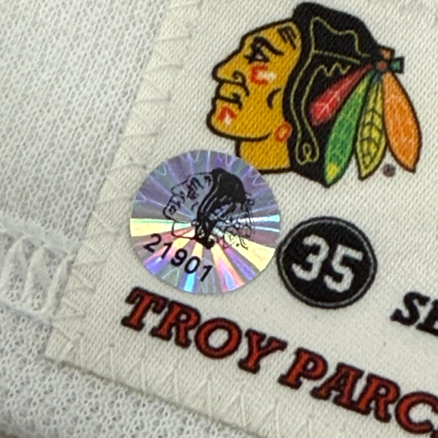 MacKenzie Entwistle #58 Away Chicago Blackhawks Game Worn Jersey 2021-2022, Set 1 | Size 58 | 7139-21901